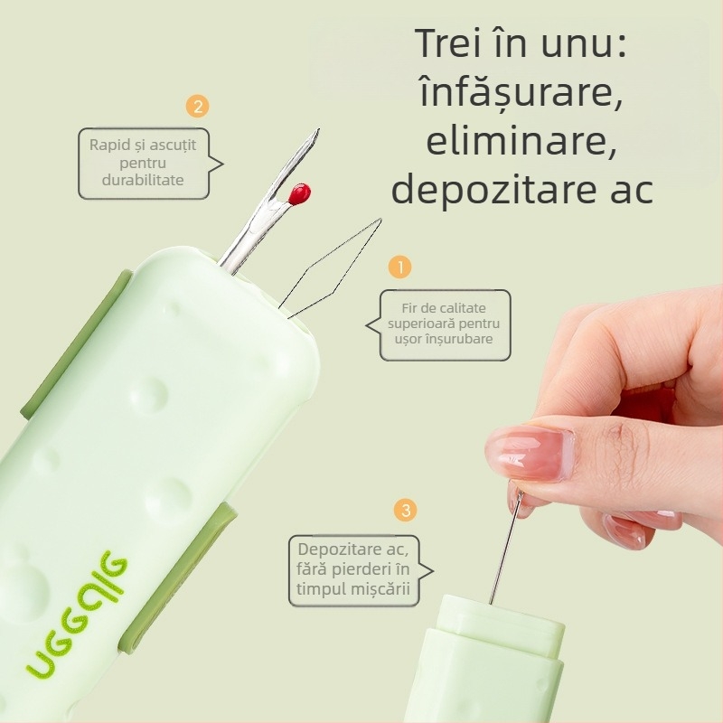Instrument portabil pentru înșirarea acului — multifuncțional, cu cutie magnetică pentru ace, ABS, 300 de bucăți în cutie, design minimalist