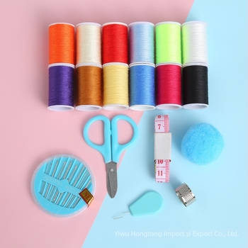 Set portabil pentru cusut într-o cutie de fier, stil desen animat, 144 bucăți