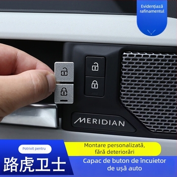 Autocolant interior pentru Land Rover Defender – aliaj de aluminiu, montaj autoadeziv, pentru suprafața panoului interior al ușii, buton de control al încuietorii ușii