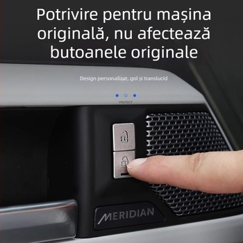 Autocolant interior pentru Land Rover Defender – aliaj de aluminiu, montaj autoadeziv, pentru suprafața panoului interior al ușii, buton de control al încuietorii ușii