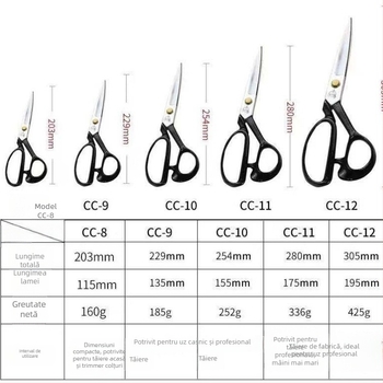 Foarfece croitor Zhang Xiaoquan CC-10 din oțel manganic – foarfece de cusut pentru tăierea țesăturilor