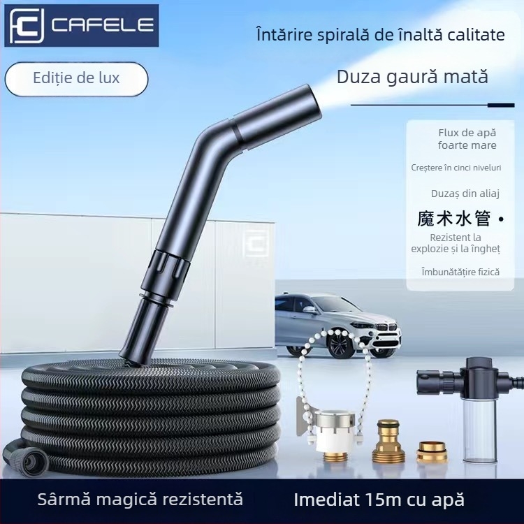 Pistol de spălat cu presiune înaltă pentru mașini și uz casnic, corp din aliaj de aluminiu, furtun telescopic TPЕ, dual funcțional