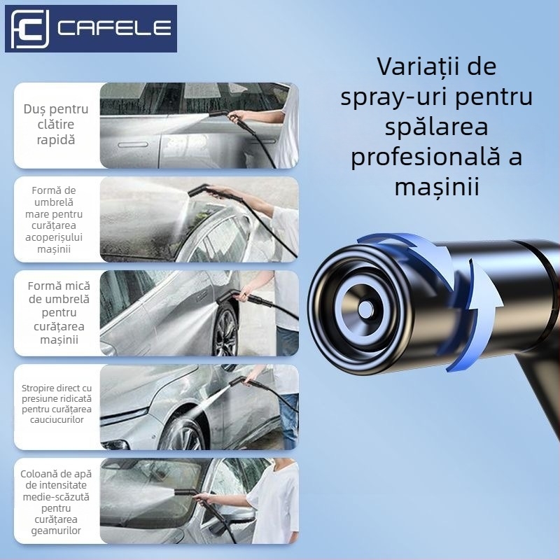 Pistol de spălat cu presiune înaltă pentru mașini și uz casnic, corp din aliaj de aluminiu, furtun telescopic TPЕ, dual funcțional