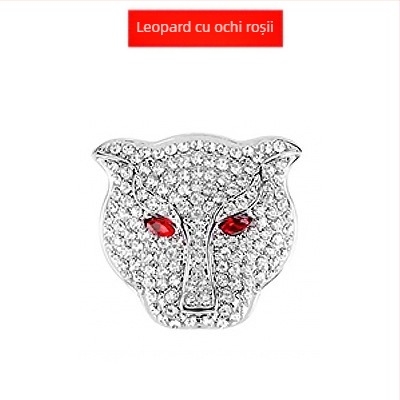 Capac decorativ pentru butonul de pornire cu cap de leopard și cristale; aliaj de zinc; fără logo; etichetă protectoare auto