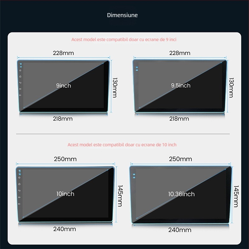 Protecție de ecran din sticlă temperată pentru afișajul de navigație al mașinii — rezistent la zgârieturi și uzură, antiamprente, potrivire universală