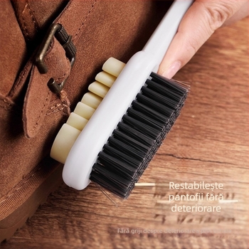 Perie pentru pantofi, dublu‑față, mâner lung, ABS + Soft Glue; pentru îngrijire, deodorare și decontaminare; curățare de velur