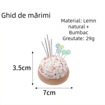 Cutie de cusut — trusă etnică de cross-stitch, cu bază din lemn și pernă pentru ace (Origine: Guangdong; Brand: Three pieces; Stil: Etnic)