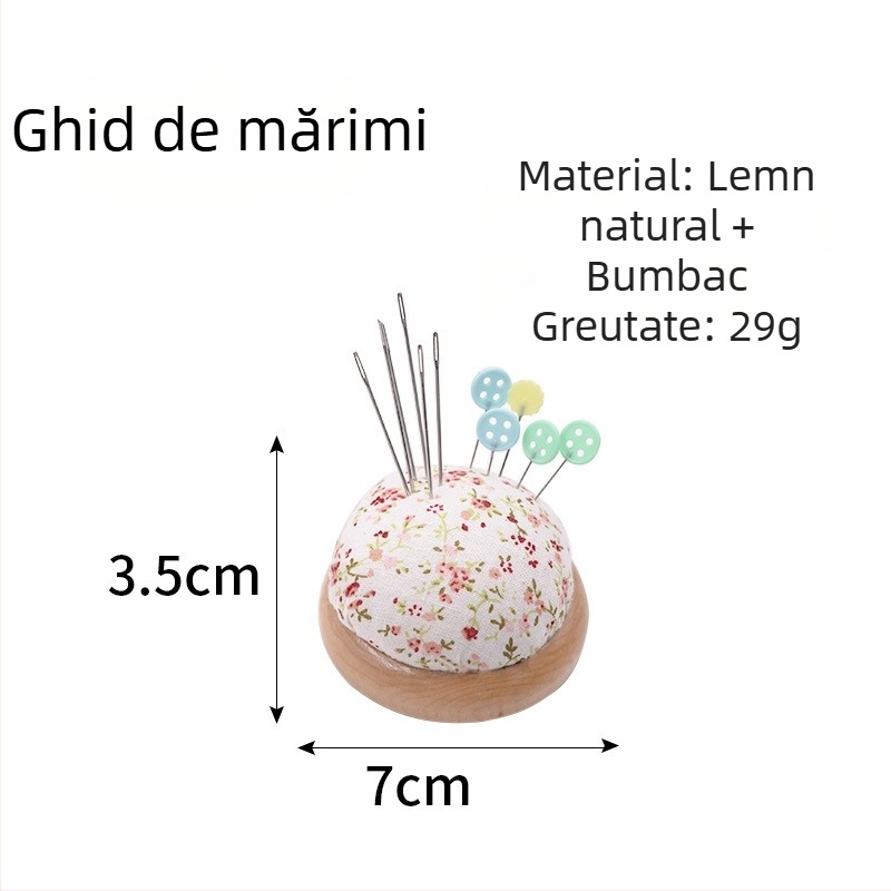 Cutie de cusut — trusă etnică de cross-stitch, cu bază din lemn și pernă pentru ace (Origine: Guangdong; Brand: Three pieces; Stil: Etnic)