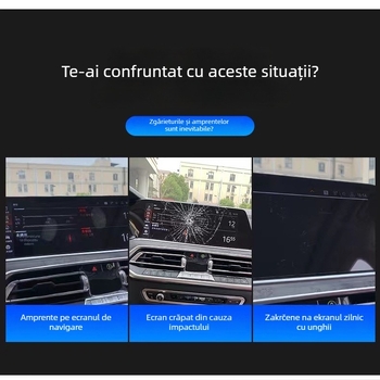 Protecție din sticlă temperată pentru ecranul mașinii Android navigație — protecție dintr-o bucată, rezistență la temperaturi ridicate/scăzute, rezistență la zgârieturi și uzură, anti-amprente