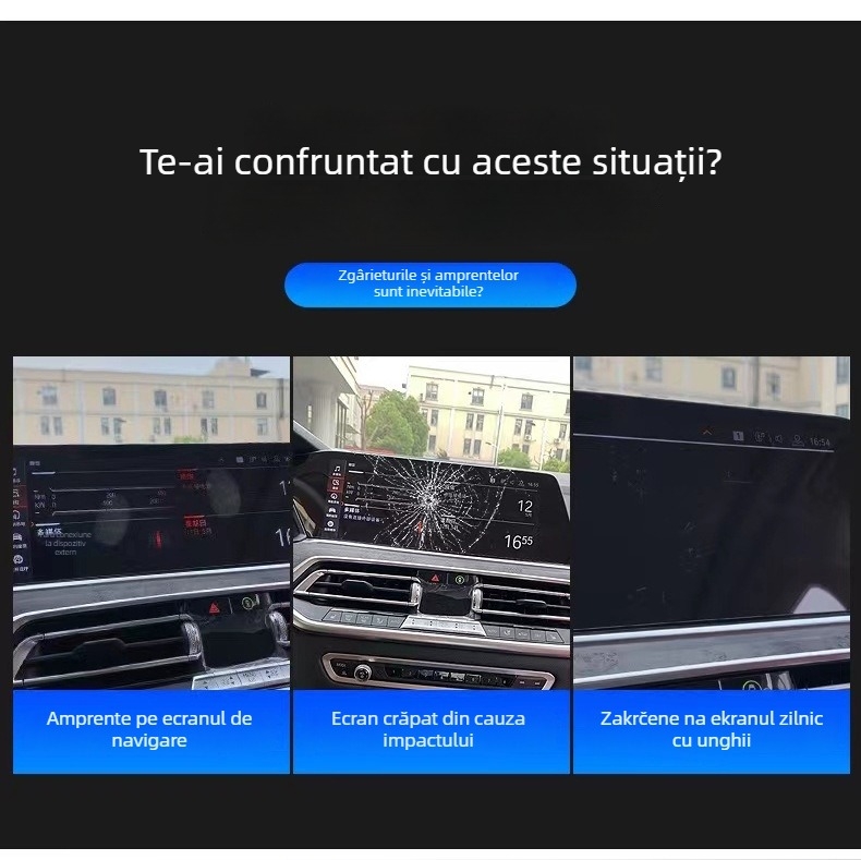 Protecție din sticlă temperată pentru ecranul mașinii Android navigație — protecție dintr-o bucată, rezistență la temperaturi ridicate/scăzute, rezistență la zgârieturi și uzură, anti-amprente