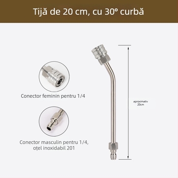 Pistol de înaltă presiune pentru spălat mașini, cu tijă extensibilă și cot de 90°, conexiune rapidă 1/4
