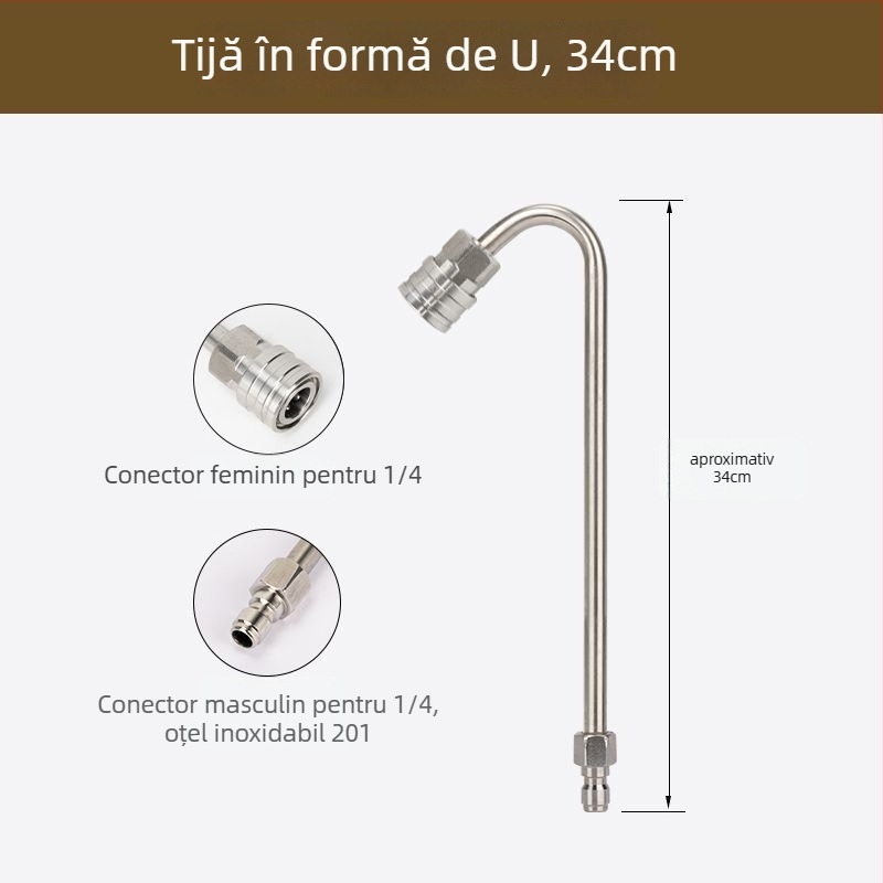 Pistol de înaltă presiune pentru spălat mașini, cu tijă extensibilă și cot de 90°, conexiune rapidă 1/4