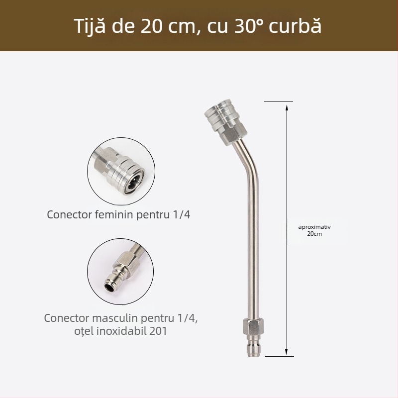 Pistol de înaltă presiune pentru spălat mașini, cu tijă extensibilă și cot de 90°, conexiune rapidă 1/4