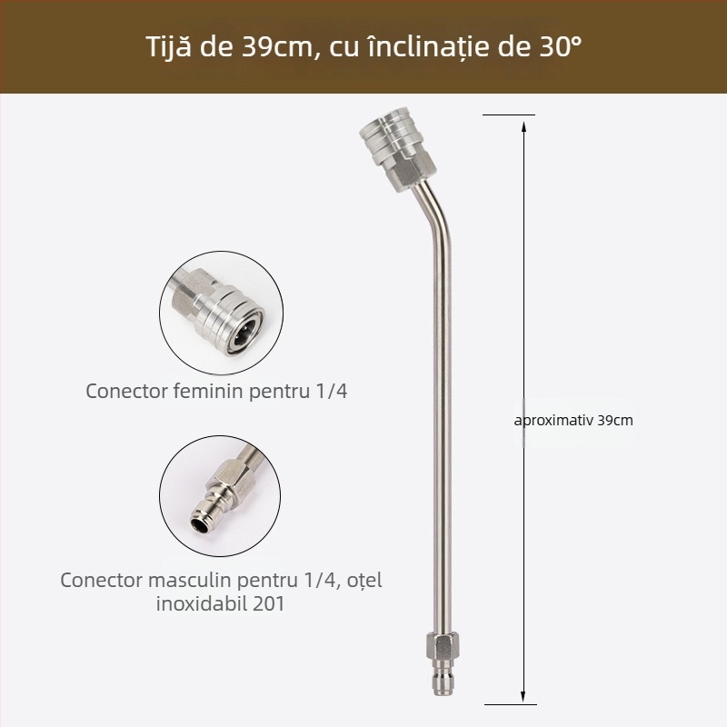 Pistol de înaltă presiune pentru spălat mașini, cu tijă extensibilă și cot de 90°, conexiune rapidă 1/4