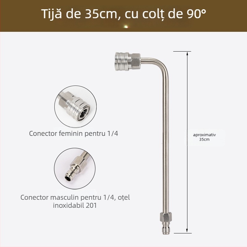 Pistol de înaltă presiune pentru spălat mașini, cu tijă extensibilă și cot de 90°, conexiune rapidă 1/4