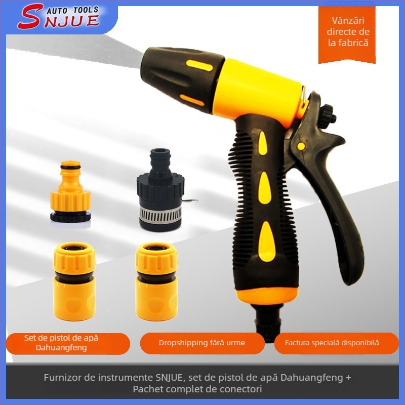 Set pistolă de apă pentru mașină SNJUE, din plastic, 5 piese, model 2053, greutate 0,4 kg, garanție 1 an