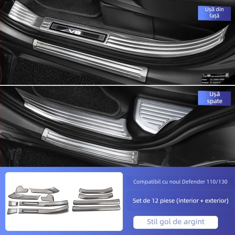 O'dell Praguri de prag din oțel inoxidabil și pedale pentru Land Rover Defender 2020-2026, personalizabile