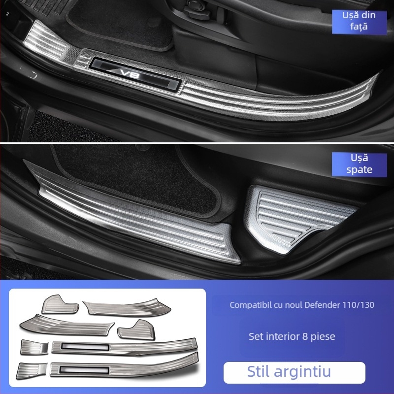 O'dell Praguri de prag din oțel inoxidabil și pedale pentru Land Rover Defender 2020-2026, personalizabile