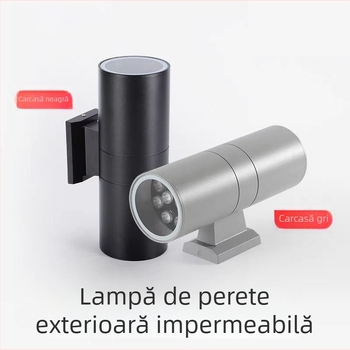 Lampa de perete LED pentru exterior, cu două capete, impermeabilă, pentru fațadă, curte și grădină