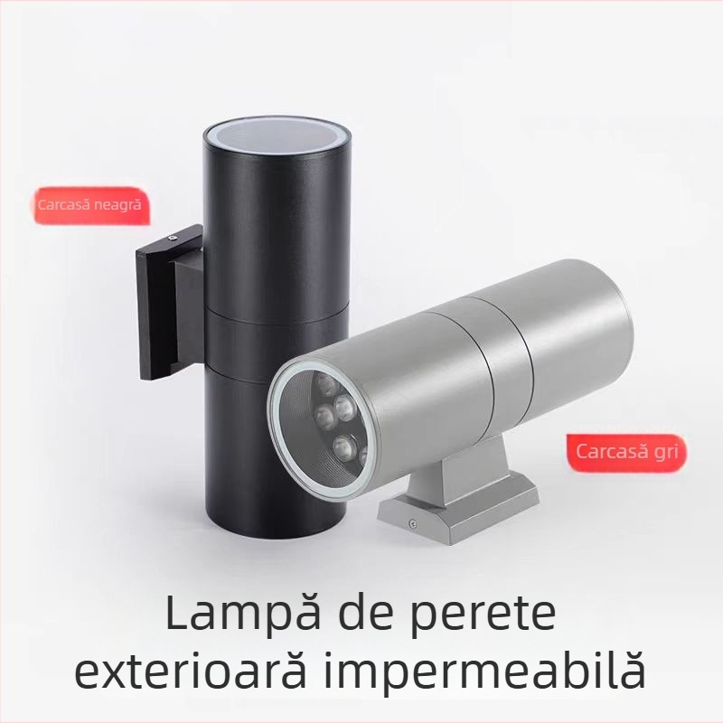 Lampa de perete LED pentru exterior, cu două capete, impermeabilă, pentru fațadă, curte și grădină