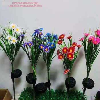 Lumină de peisaj solar cu floare sălbatică artificială, exterior IP65, LED decorativ din oțel inoxidabil