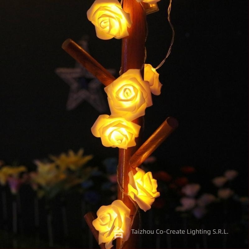 Lumină LED în formă de trandafir cu baterie pentru curtea interioară/exterioară, IP65, personalizabil