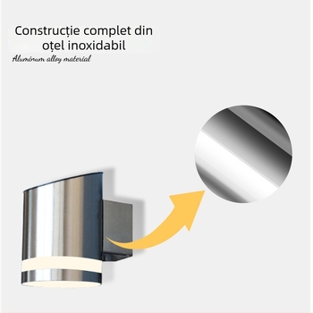 Lampă de perete exterior impermeabilă, 1 LED, cip Sanan, 3.7V, 100 lm, 3000K