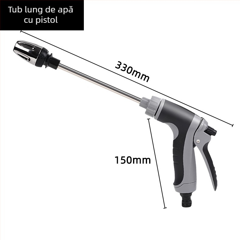 Pistol de apă telescopic pentru spălarea mașinii și udarea grădinii; duză din metal; construcție metal+ABS; mâner din plastic; rază jet 5–10 m