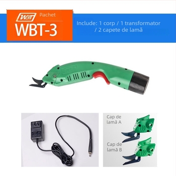 Foarfă electrică WBT pentru țesături și piele, portabilă, cu funcție de lovire, alimentare AC, 100-240V