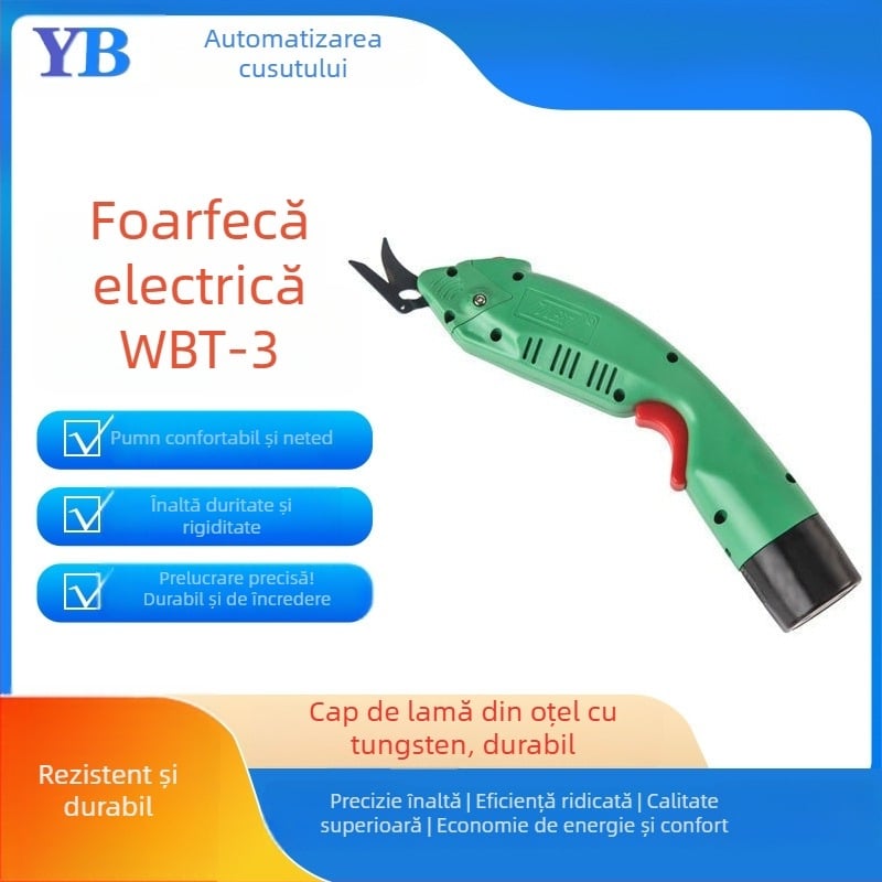 Foarfă electrică WBT pentru țesături și piele, portabilă, cu funcție de lovire, alimentare AC, 100-240V
