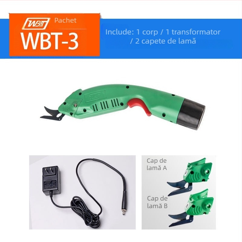 Foarfă electrică WBT pentru țesături și piele, portabilă, cu funcție de lovire, alimentare AC, 100-240V