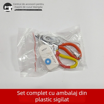 Foarfă electrică cu temperatură reglabilă pentru tăierea panglicilor, fermoarului și curele elastice; 150 W, capacitate maximă de tăiere 10, tensiune 50–250 V.