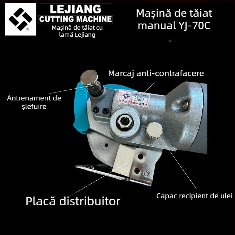 Yuejiang YJ-70C mașină electrică de tăiat cu cuțit rotund, portabilă, 220V, pentru îmbrăcăminte
