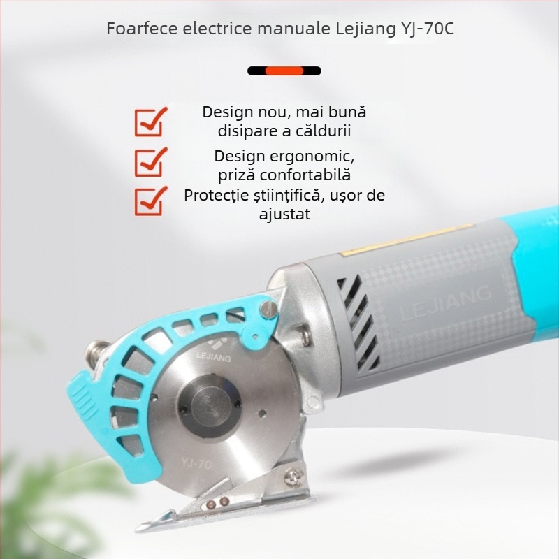 Yuejiang YJ-70C mașină electrică de tăiat cu cuțit rotund, portabilă, 220V, pentru îmbrăcăminte