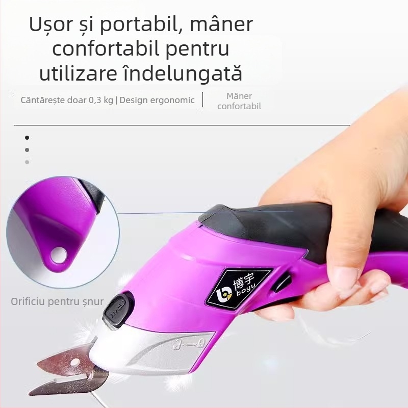 Boyu Foarfecă Electrică Portabilă pentru Piele, Îmbrăcăminte și Țesături - Baterie Li-Ion Reîncărcabilă