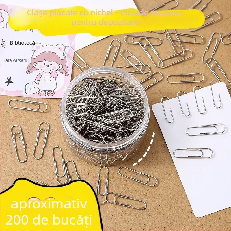 Clip de hârtie în formă de U din metal, Kaledi, ambalate într-o cutie, design de marcaj, Model 1