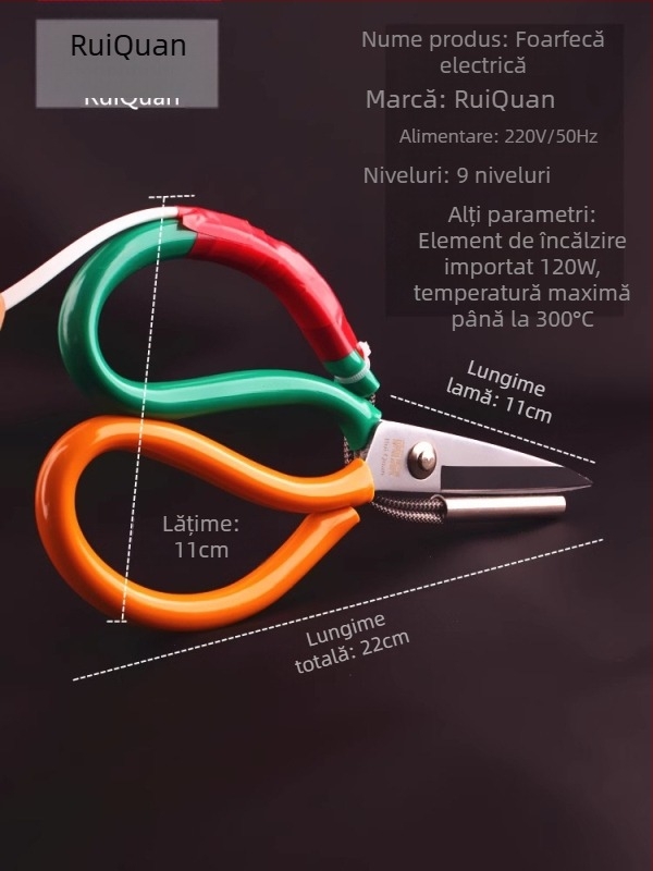 Foarfecă electrică cu temperatură reglabilă pentru benzi și materiale, tăiere pentru panglici de marcă, tăiere cu temperatură ridicată pentru fermoare și benzi elastice, foarfecă croitor pentru stofe.