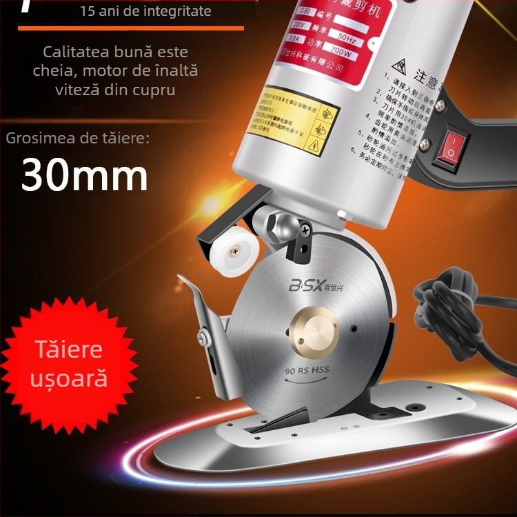 Tăietor rotativ electric pentru țesături și piele, aparat manual de tăiat țesături