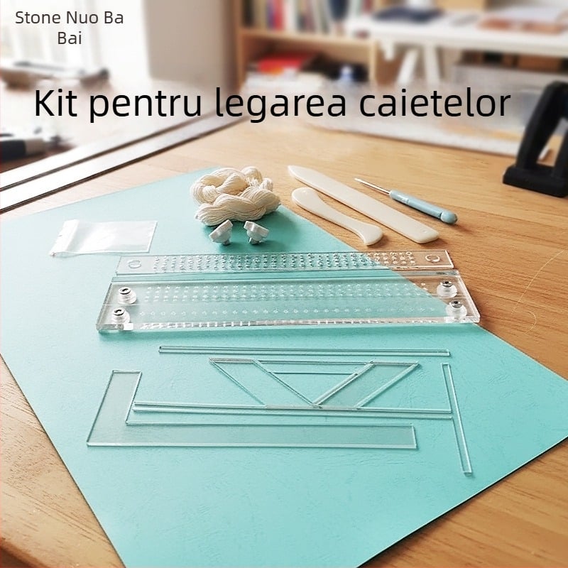 Unealtă acrilică DIY pentru legarea notebook-ului de la Nuo Ba Bai (model NBB-056): creare copertă de album, poziționare, cusut, perforare