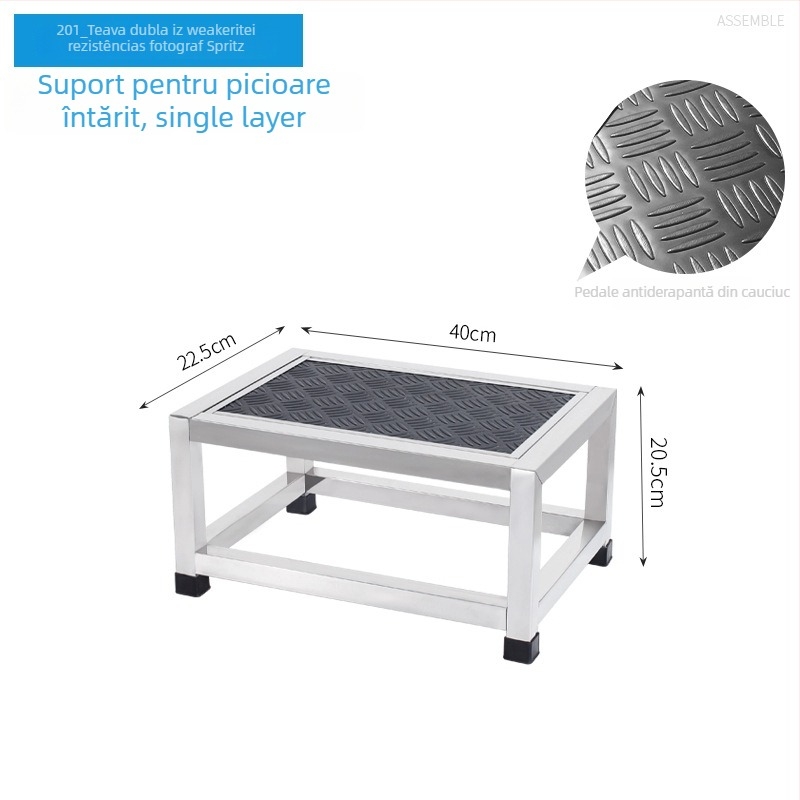 Taburet pentru picioare din oțel inoxidabil 304, dublu nivel, multifuncțional, model K-SUS8101A1