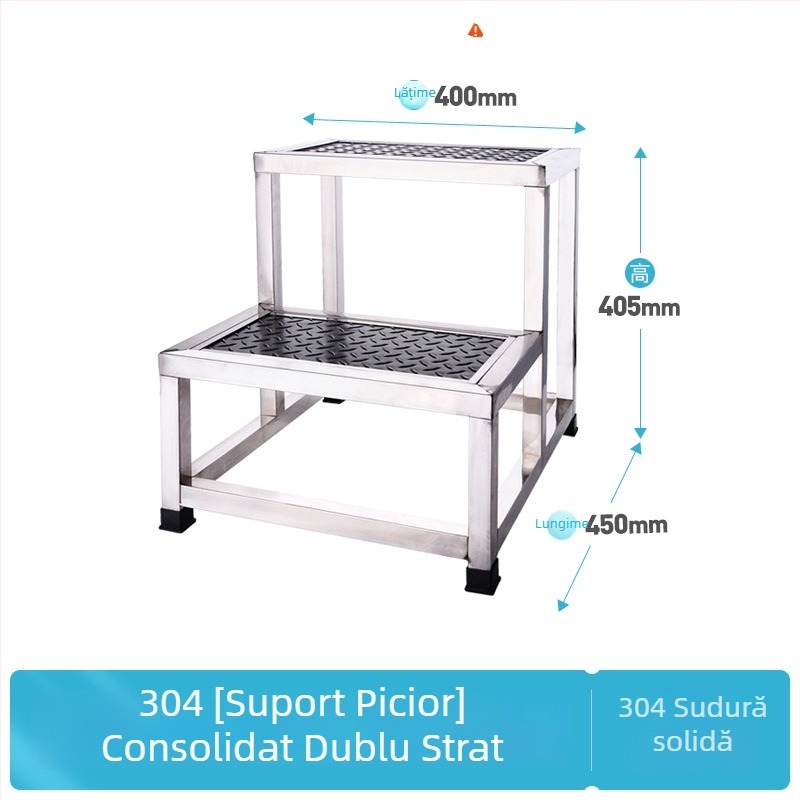Taburet pentru picioare din oțel inoxidabil 304, dublu nivel, multifuncțional, model K-SUS8101A1