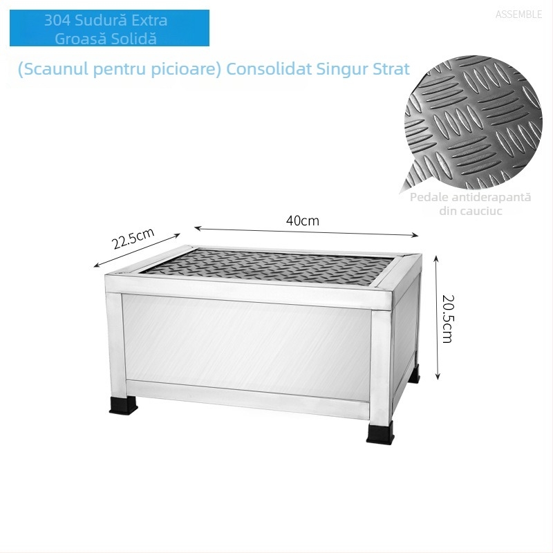 Taburet pentru picioare din oțel inoxidabil 304, dublu nivel, multifuncțional, model K-SUS8101A1