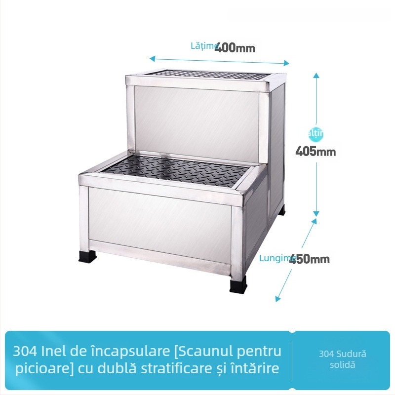 Taburet pentru picioare din oțel inoxidabil 304, dublu nivel, multifuncțional, model K-SUS8101A1