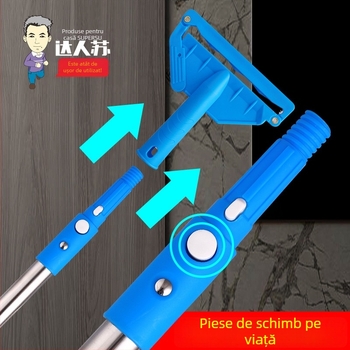 Set mop podea din bumbac, cu tijă din oțel inoxidabil, cap din bumbac, Daren Su, lungime telescopică 100–120 cm