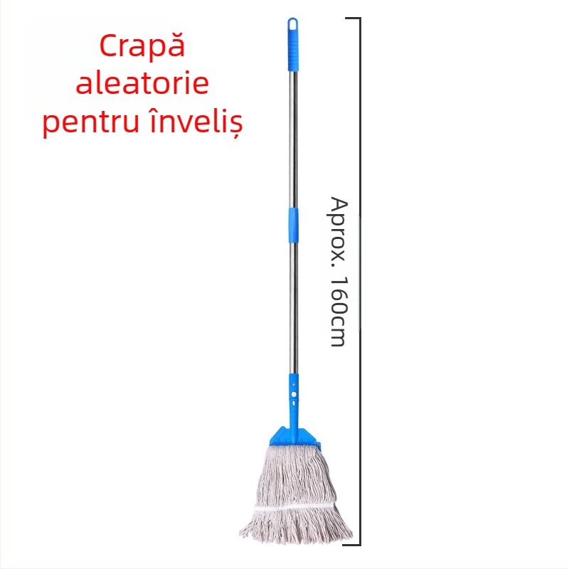 Set mop podea din bumbac, cu tijă din oțel inoxidabil, cap din bumbac, Daren Su, lungime telescopică 100–120 cm