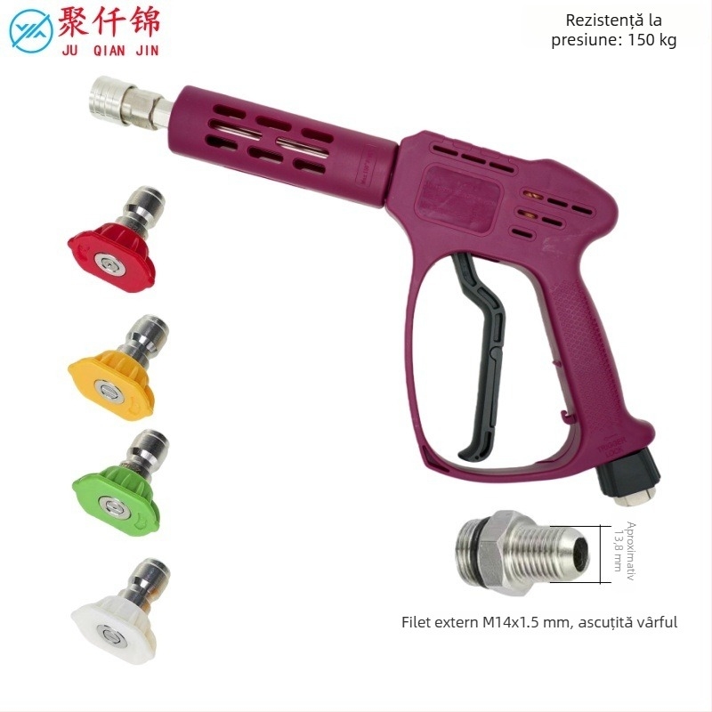 Pușcă de înaltă presiune pentru spălare — duză cilindrică și în formă de ventilator, lungime 30 cm, 2200 PSI, corp din plastic tehnic, conexiune din oțel inoxidabil