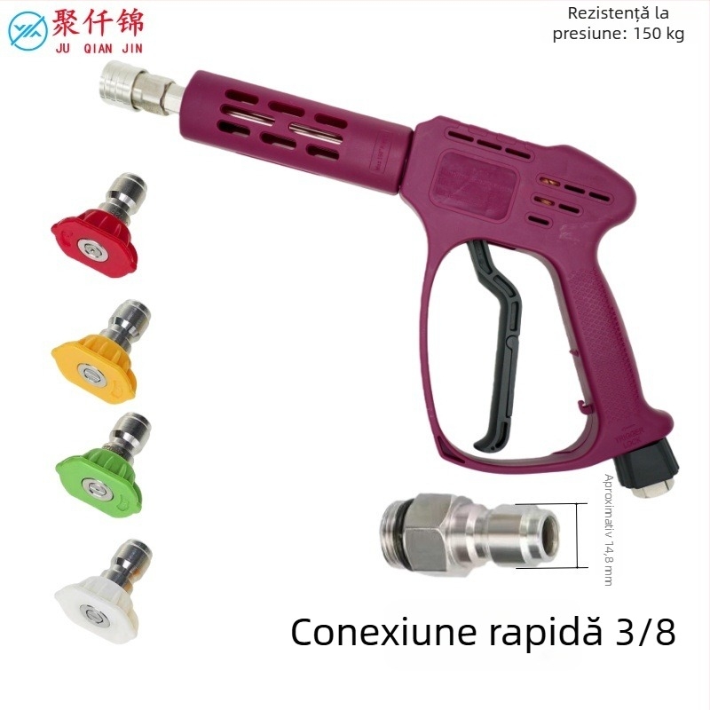 Pușcă de înaltă presiune pentru spălare — duză cilindrică și în formă de ventilator, lungime 30 cm, 2200 PSI, corp din plastic tehnic, conexiune din oțel inoxidabil