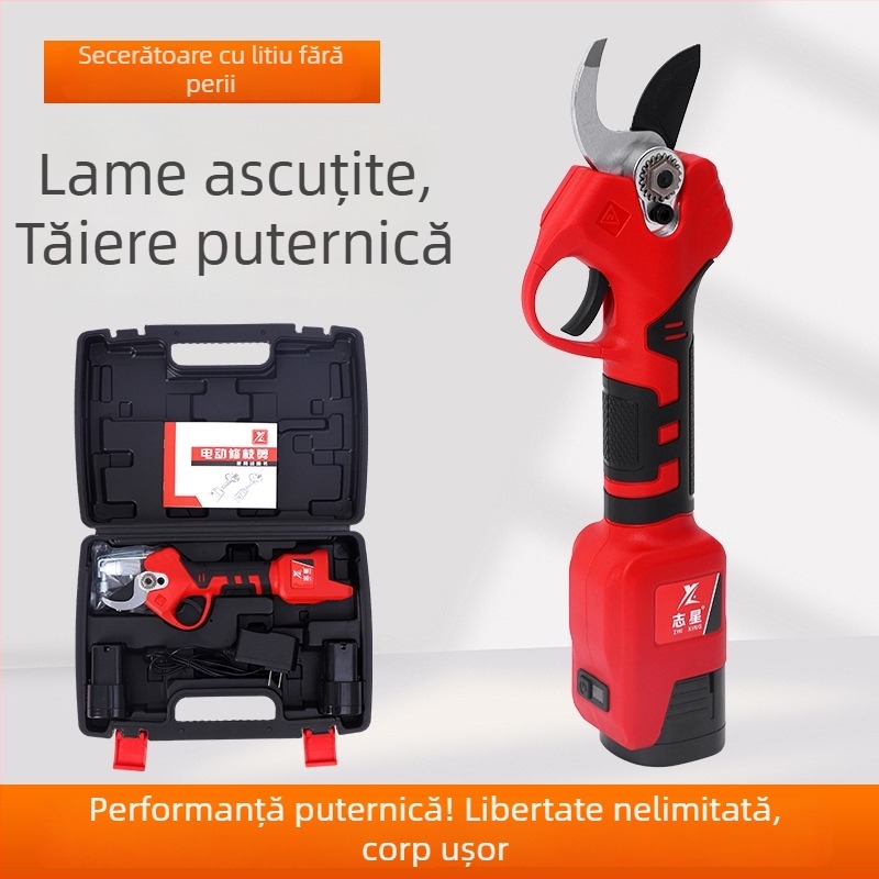 Foarfece electrice de tăiat pentru pomi fructiferi, cu baterie litiu reîncărcabilă