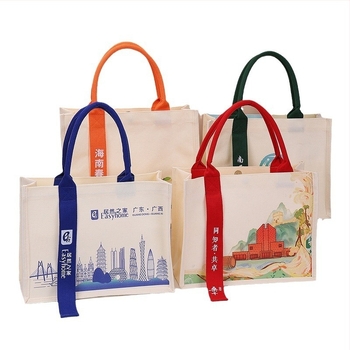 Geantă Tote din pânză și iută, logo imprimat UV, design personalizabil