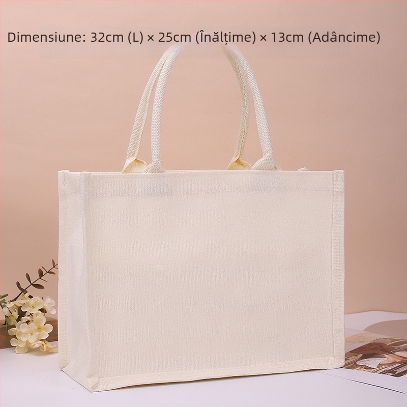 Geantă Tote din pânză și iută, logo imprimat UV, design personalizabil